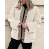 imagePRETTYGARDEN Womens Warm Winter Coats Casual Long Sleeve Button up Fuzzy Sherpa Fleece Jackets OuterwearBeige