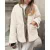 imagePRETTYGARDEN Womens Warm Winter Coats Casual Long Sleeve Button up Fuzzy Sherpa Fleece Jackets OuterwearBeige