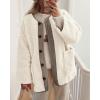 imagePRETTYGARDEN Womens Warm Winter Coats Casual Long Sleeve Button up Fuzzy Sherpa Fleece Jackets OuterwearBeige