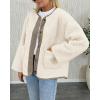 imagePRETTYGARDEN Womens Warm Winter Coats Casual Long Sleeve Button up Fuzzy Sherpa Fleece Jackets OuterwearBeige