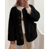 imagePRETTYGARDEN Womens Warm Winter Coats Casual Long Sleeve Button up Fuzzy Sherpa Fleece Jackets OuterwearBlack