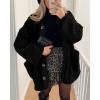 imagePRETTYGARDEN Womens Warm Winter Coats Casual Long Sleeve Button up Fuzzy Sherpa Fleece Jackets OuterwearBlack