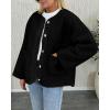 imagePRETTYGARDEN Womens Warm Winter Coats Casual Long Sleeve Button up Fuzzy Sherpa Fleece Jackets OuterwearBlack