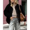 imagePRETTYGARDEN Womens Warm Winter Coats Casual Long Sleeve Button up Fuzzy Sherpa Fleece Jackets OuterwearBlack