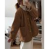 imagePRETTYGARDEN Womens Warm Winter Coats Casual Long Sleeve Button up Fuzzy Sherpa Fleece Jackets OuterwearBrown