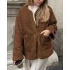 imagePRETTYGARDEN Womens Warm Winter Coats Casual Long Sleeve Button up Fuzzy Sherpa Fleece Jackets OuterwearBrown