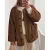 imagePRETTYGARDEN Womens Warm Winter Coats Casual Long Sleeve Button up Fuzzy Sherpa Fleece Jackets OuterwearBrown