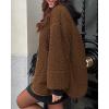 imagePRETTYGARDEN Womens Warm Winter Coats Casual Long Sleeve Button up Fuzzy Sherpa Fleece Jackets OuterwearBrown