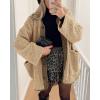imagePRETTYGARDEN Womens Warm Winter Coats Casual Long Sleeve Button up Fuzzy Sherpa Fleece Jackets OuterwearKhaki