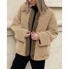 imagePRETTYGARDEN Womens Warm Winter Coats Casual Long Sleeve Button up Fuzzy Sherpa Fleece Jackets OuterwearKhaki