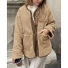 imagePRETTYGARDEN Womens Warm Winter Coats Casual Long Sleeve Button up Fuzzy Sherpa Fleece Jackets OuterwearKhaki