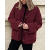 imagePRETTYGARDEN Womens Warm Winter Coats Casual Long Sleeve Button up Fuzzy Sherpa Fleece Jackets OuterwearWine Red