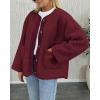 imagePRETTYGARDEN Womens Warm Winter Coats Casual Long Sleeve Button up Fuzzy Sherpa Fleece Jackets OuterwearWine Red