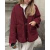 imagePRETTYGARDEN Womens Warm Winter Coats Casual Long Sleeve Button up Fuzzy Sherpa Fleece Jackets OuterwearWine Red