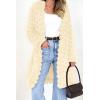 imagePRETTYGARDEN Womens Winter Faux Fur Jackets Fall Fashion Open Front Long Shaggy Coat OuterwearBeige Yellow
