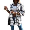 imagePRETTYGARDEN Womens Fall Clothes Plaid Shacket Jacket Trendy Casual Long Sleeve Button Down Flannel Shirts Fashion BlouseBlack