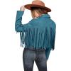 imagePRETTYGARDEN Womens Fringe Faux Suede Leather Jackets 2025 Fashion Tassel Motorcycle Cropped CoatsLake Blue