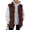 imagePRETTYGARDEN Womens Puffer Jacket Vests Casual Sleeveless Stand Collar Zip Up Coats Warm Winter OuterwearDark Brown