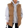 imagePRETTYGARDEN Womens Puffer Jacket Vests Casual Sleeveless Stand Collar Zip Up Coats Warm Winter OuterwearKhaki