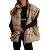 imagePRETTYGARDEN Womens Puffer Vest Fall Casual Stand Collar Lightweight Sleeveless Zip Up Padded Jackets OuterwearKhaki