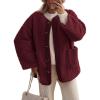 imagePRETTYGARDEN Womens Warm Winter Coats Casual Long Sleeve Button up Fuzzy Sherpa Fleece Jackets OuterwearWine Red