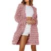 imagePRETTYGARDEN Womens Winter Faux Fur Jackets Fall Fashion Open Front Long Shaggy Coat OuterwearPink
