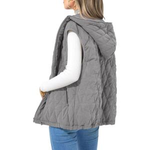 imagePRETTYGARDEN Womens 2025 Fall Spring Vest Casual Sleeveless Hooded Zip Up Jacket Trendy Winter Coat OuterwearGrey