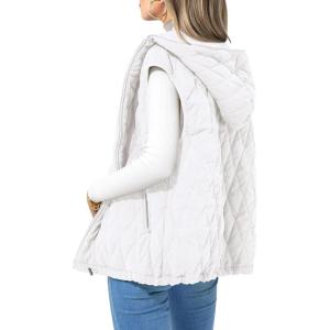 imagePRETTYGARDEN Womens 2025 Fall Spring Vest Casual Sleeveless Hooded Zip Up Jacket Trendy Winter Coat OuterwearWhite