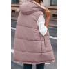 imagePRETTYGARDEN Womens 2025 Fall Reversible Vests Sleeveless Fleece Jacket Zip Up Hoodie Pockets Long Warm Winter Coat OuterwearBean Paste Pink
