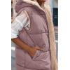 imagePRETTYGARDEN Womens 2025 Fall Reversible Vests Sleeveless Fleece Jacket Zip Up Hoodie Pockets Long Warm Winter Coat OuterwearBean Paste Pink