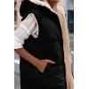 imagePRETTYGARDEN Womens 2025 Fall Reversible Vests Sleeveless Fleece Jacket Zip Up Hoodie Pockets Long Warm Winter Coat OuterwearBlack
