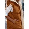 imagePRETTYGARDEN Womens 2025 Fall Reversible Vests Sleeveless Fleece Jacket Zip Up Hoodie Pockets Long Warm Winter Coat OuterwearBrown