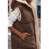 imagePRETTYGARDEN Womens 2025 Fall Reversible Vests Sleeveless Fleece Jacket Zip Up Hoodie Pockets Long Warm Winter Coat OuterwearCoffee