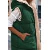 imagePRETTYGARDEN Womens 2025 Fall Reversible Vests Sleeveless Fleece Jacket Zip Up Hoodie Pockets Long Warm Winter Coat OuterwearDark Green
