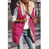imagePRETTYGARDEN Womens 2025 Fall Reversible Vests Sleeveless Fleece Jacket Zip Up Hoodie Pockets Long Warm Winter Coat OuterwearRose Red