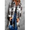 imagePRETTYGARDEN Womens 2025 Plaid Shacket Jacket Long Sleeve Button Down Shirts Fashion Winter Wool CoatsBlack