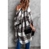imagePRETTYGARDEN Womens 2025 Plaid Shacket Jacket Long Sleeve Button Down Shirts Fashion Winter Wool CoatsBlack