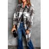 imagePRETTYGARDEN Womens 2025 Plaid Shacket Jacket Long Sleeve Button Down Shirts Fashion Winter Wool CoatsBlack