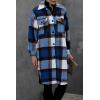 imagePRETTYGARDEN Womens 2025 Plaid Shacket Jacket Long Sleeve Button Down Shirts Fashion Winter Wool CoatsDark Blue