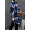 imagePRETTYGARDEN Womens 2025 Plaid Shacket Jacket Long Sleeve Button Down Shirts Fashion Winter Wool CoatsDark Blue