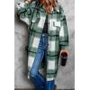 imagePRETTYGARDEN Womens 2025 Plaid Shacket Jacket Long Sleeve Button Down Shirts Fashion Winter Wool CoatsGreen
