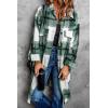 imagePRETTYGARDEN Womens 2025 Plaid Shacket Jacket Long Sleeve Button Down Shirts Fashion Winter Wool CoatsGreen