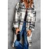 imagePRETTYGARDEN Womens 2025 Plaid Shacket Jacket Long Sleeve Button Down Shirts Fashion Winter Wool CoatsGrey