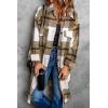 imagePRETTYGARDEN Womens 2025 Plaid Shacket Jacket Long Sleeve Button Down Shirts Fashion Winter Wool CoatsKhaki