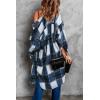 imagePRETTYGARDEN Womens 2025 Plaid Shacket Jacket Long Sleeve Button Down Shirts Fashion Winter Wool CoatsNavy