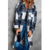 imagePRETTYGARDEN Womens 2025 Plaid Shacket Jacket Long Sleeve Button Down Shirts Fashion Winter Wool CoatsNavy