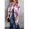 imagePRETTYGARDEN Womens 2025 Plaid Shacket Jacket Long Sleeve Button Down Shirts Fashion Winter Wool CoatsPink