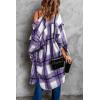 imagePRETTYGARDEN Womens 2025 Plaid Shacket Jacket Long Sleeve Button Down Shirts Fashion Winter Wool CoatsPurple