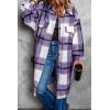 imagePRETTYGARDEN Womens 2025 Plaid Shacket Jacket Long Sleeve Button Down Shirts Fashion Winter Wool CoatsPurple