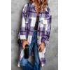 imagePRETTYGARDEN Womens 2025 Plaid Shacket Jacket Long Sleeve Button Down Shirts Fashion Winter Wool CoatsPurple